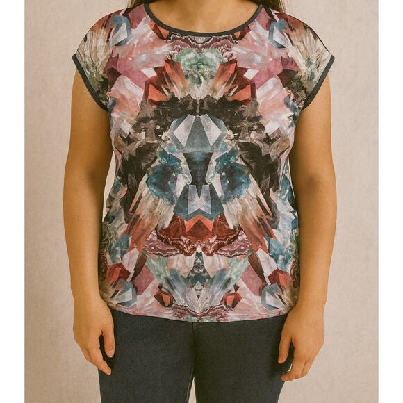 Ted Baker Crystal Kaleidoscope Lion Print Top Size 0 - Picture 7 of 7